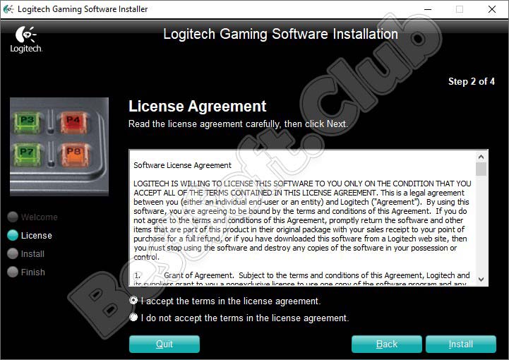 Лицензионное соглашение Logitech Profiler