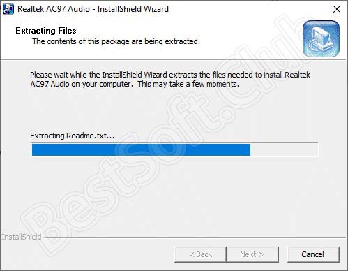 Ход установки Realtek AC97 Audio Driver для Windows 10