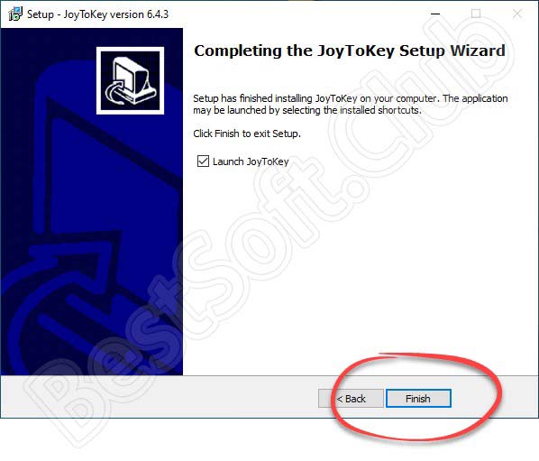 Завершение установки JoyToKey