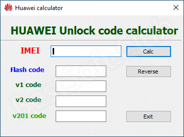 Пользовательский интерфейс Huawei Unlock code calculator