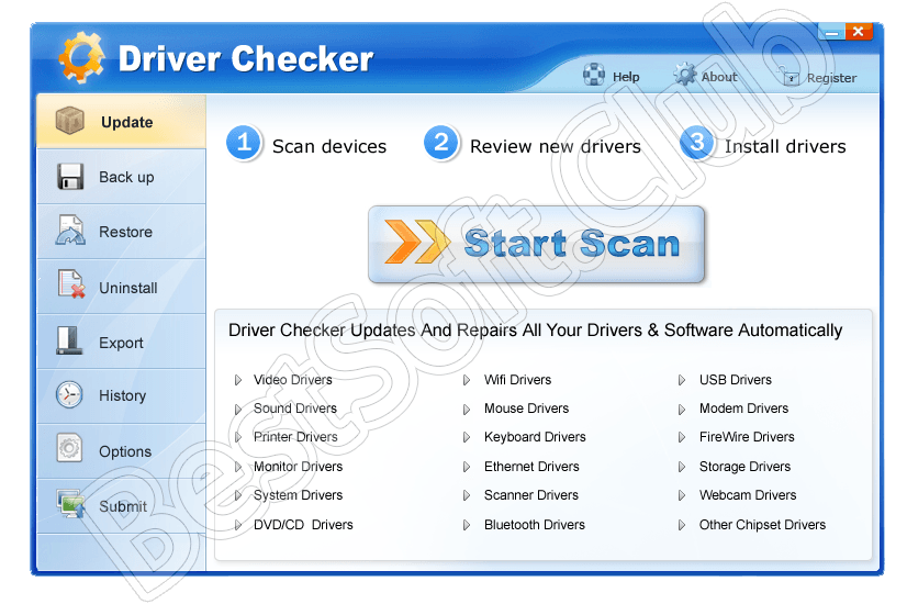 Пользовательский интерфейс Driver Checker