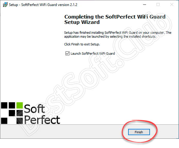 Завершение установки SoftPerfect WiFi Guard