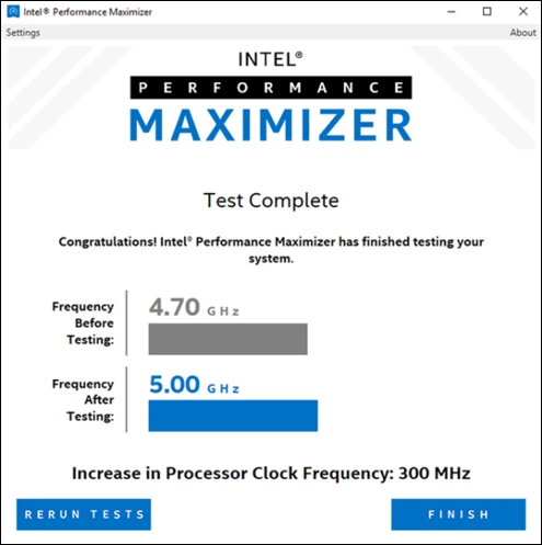 Интерфейс Intel Performance Maximize
